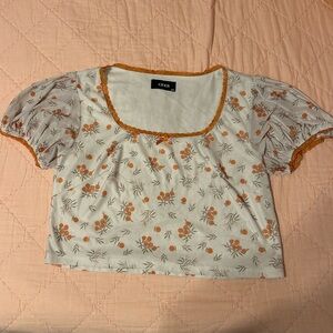 Cider White and Orange Top and Skirt set